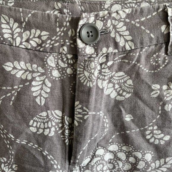 Columbia Women's Taupe Floral Print Cropped Linen Pants Size 8 Style AL8518 - Picture 5 of 10